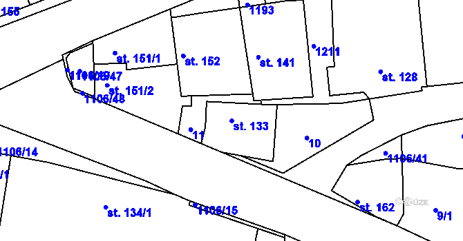 Parcela st. 133 v KÚ Černochov, Katastrální mapa