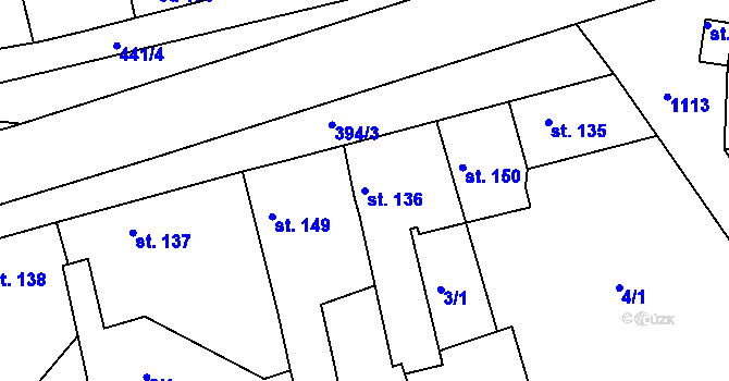Parcela st. 136 v KÚ Černochov, Katastrální mapa