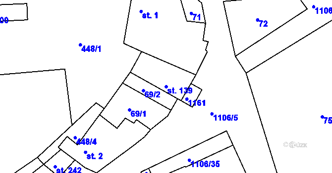 Parcela st. 139 v KÚ Černochov, Katastrální mapa