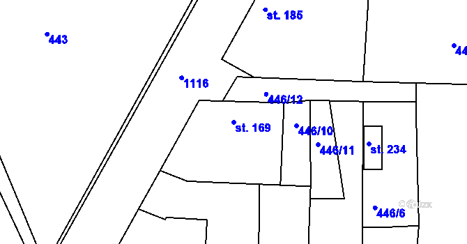 Parcela st. 169 v KÚ Černochov, Katastrální mapa