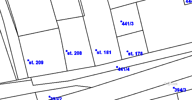 Parcela st. 181 v KÚ Černochov, Katastrální mapa