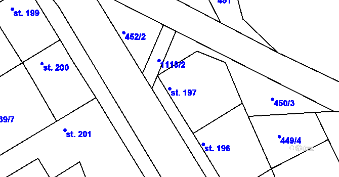 Parcela st. 197 v KÚ Černochov, Katastrální mapa