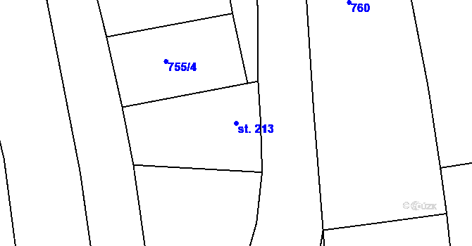 Parcela st. 213 v KÚ Černochov, Katastrální mapa
