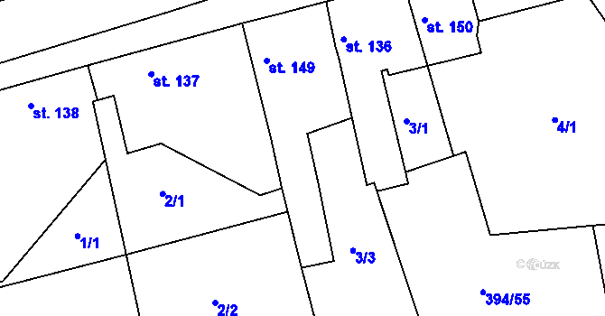 Parcela st. 3/3 v KÚ Černochov, Katastrální mapa