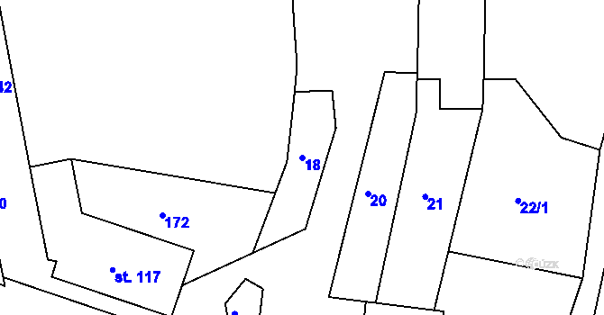 Parcela st. 18 v KÚ Černochov, Katastrální mapa