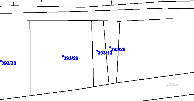 Parcela st. 393/13 v KÚ Černochov, Katastrální mapa