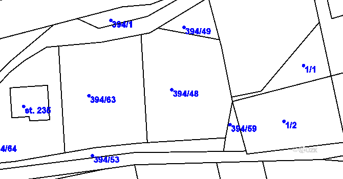 Parcela st. 394/48 v KÚ Černochov, Katastrální mapa