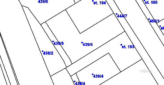 Parcela st. 439/5 v KÚ Černochov, Katastrální mapa
