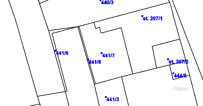 Parcela st. 441/7 v KÚ Černochov, Katastrální mapa