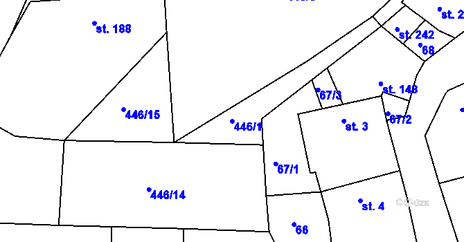 Parcela st. 446/1 v KÚ Černochov, Katastrální mapa