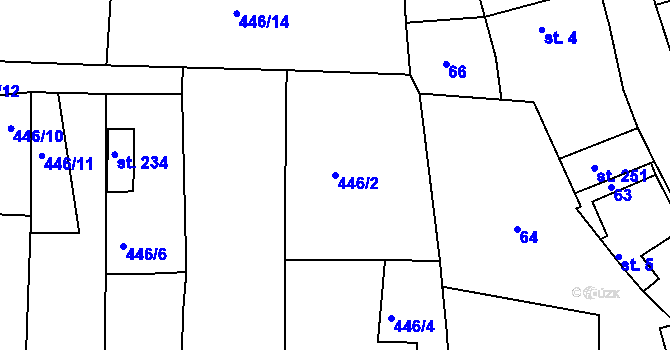 Parcela st. 446/2 v KÚ Černochov, Katastrální mapa