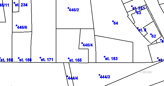 Parcela st. 446/4 v KÚ Černochov, Katastrální mapa