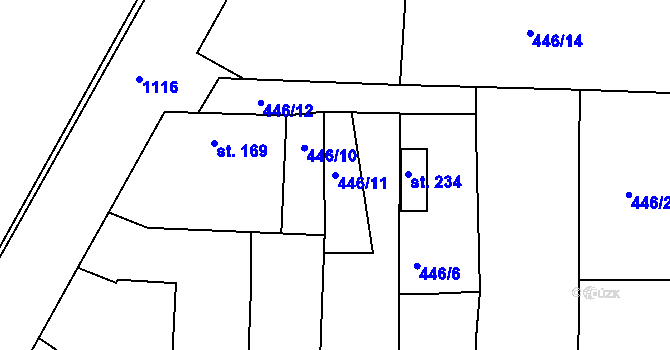 Parcela st. 446/11 v KÚ Černochov, Katastrální mapa
