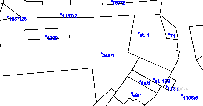 Parcela st. 448/1 v KÚ Černochov, Katastrální mapa