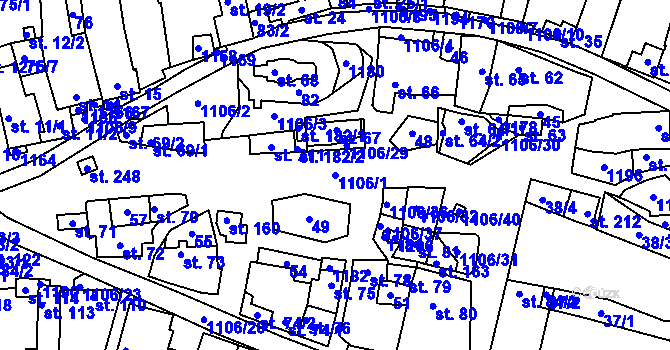Parcela st. 1106/1 v KÚ Černochov, Katastrální mapa