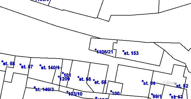 Parcela st. 1106/21 v KÚ Černochov, Katastrální mapa