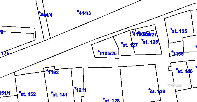 Parcela st. 1106/26 v KÚ Černochov, Katastrální mapa