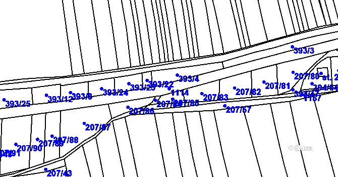Parcela st. 1114 v KÚ Černochov, Katastrální mapa