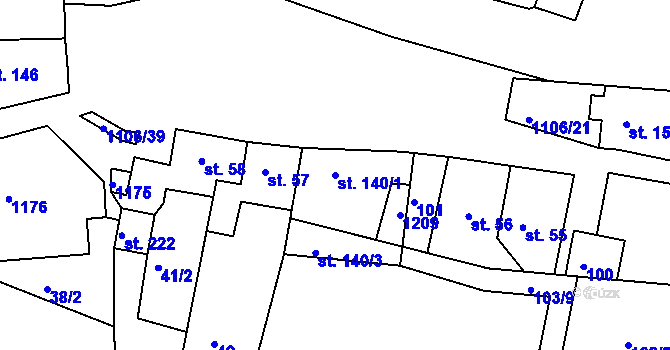 Parcela st. 140/1 v KÚ Černochov, Katastrální mapa