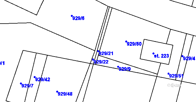 Parcela st. 929/21 v KÚ Černochov, Katastrální mapa