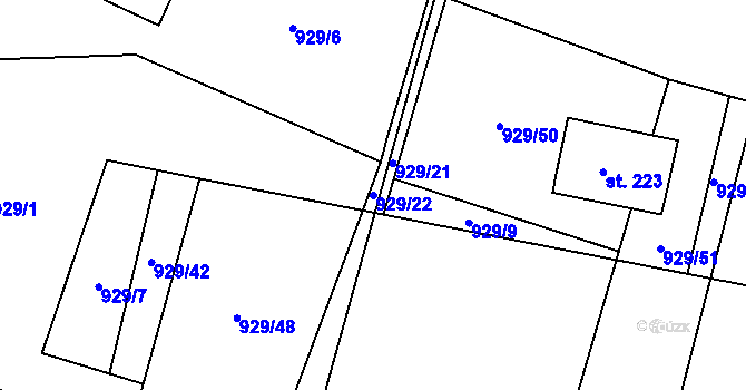 Parcela st. 929/22 v KÚ Černochov, Katastrální mapa