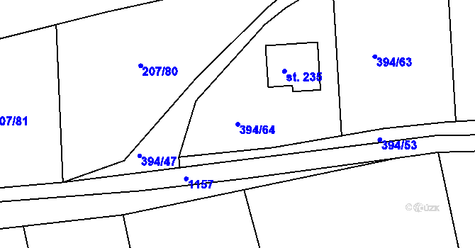 Parcela st. 394/64 v KÚ Černochov, Katastrální mapa
