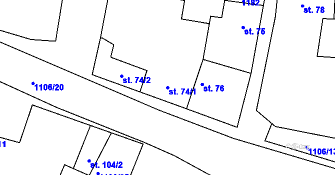 Parcela st. 74/1 v KÚ Černochov, Katastrální mapa