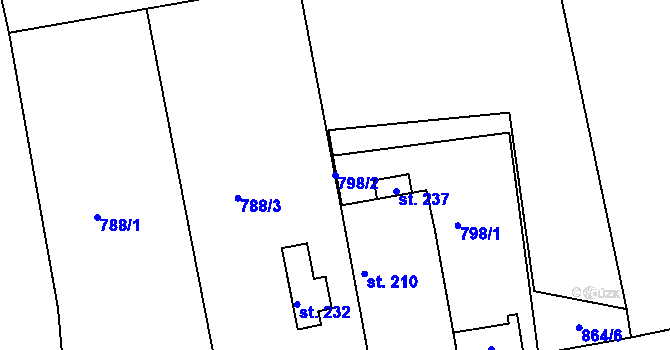 Parcela st. 798/2 v KÚ Černochov, Katastrální mapa