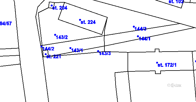 Parcela st. 143/3 v KÚ Černochov, Katastrální mapa