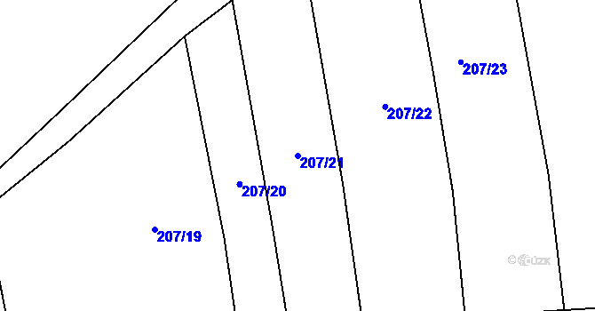 Parcela st. 207/21 v KÚ Černochov, Katastrální mapa