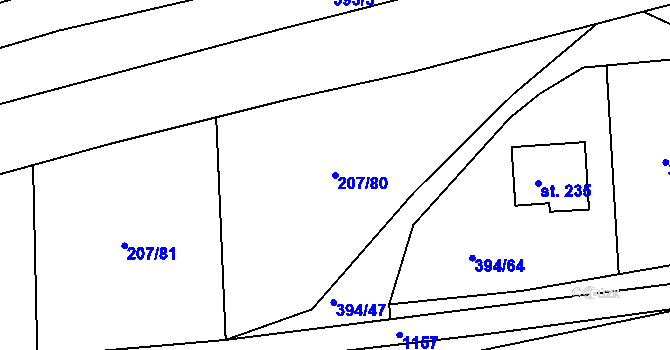 Parcela st. 207/80 v KÚ Černochov, Katastrální mapa