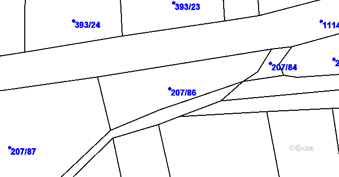 Parcela st. 207/86 v KÚ Černochov, Katastrální mapa