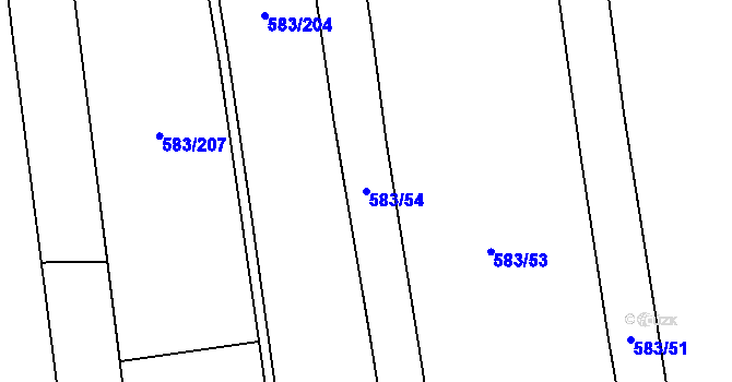 Parcela st. 583/54 v KÚ Černochov, Katastrální mapa