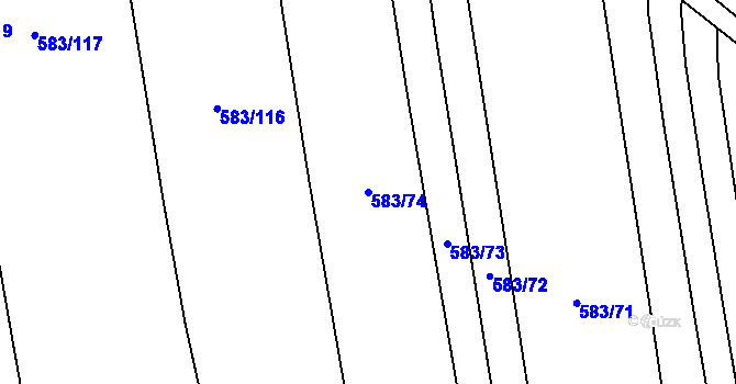 Parcela st. 583/74 v KÚ Černochov, Katastrální mapa