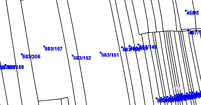Parcela st. 583/151 v KÚ Černochov, Katastrální mapa