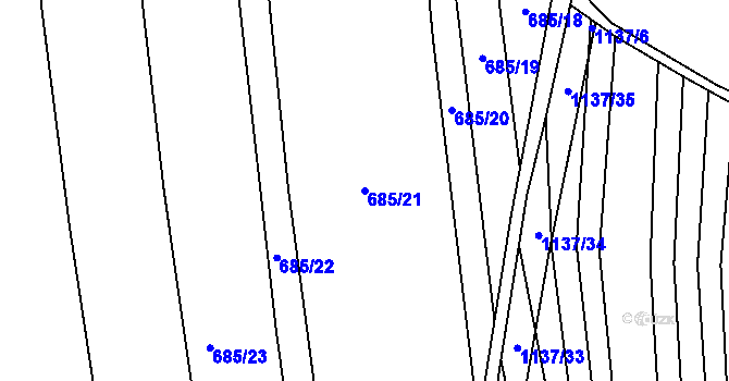 Parcela st. 685/21 v KÚ Černochov, Katastrální mapa