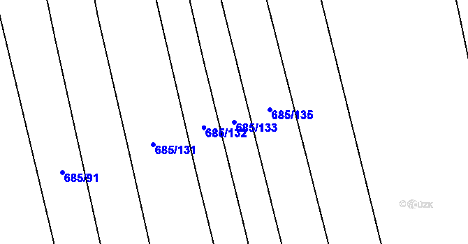 Parcela st. 685/133 v KÚ Černochov, Katastrální mapa