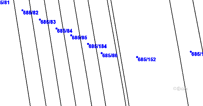 Parcela st. 685/86 v KÚ Černochov, Katastrální mapa