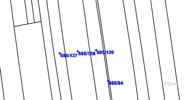 Parcela st. 685/139 v KÚ Černochov, Katastrální mapa
