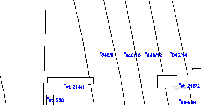 Parcela st. 846/8 v KÚ Černochov, Katastrální mapa