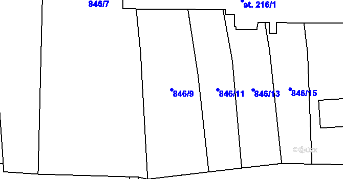 Parcela st. 846/9 v KÚ Černochov, Katastrální mapa