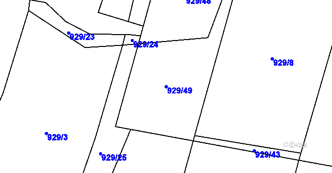 Parcela st. 929/49 v KÚ Černochov, Katastrální mapa