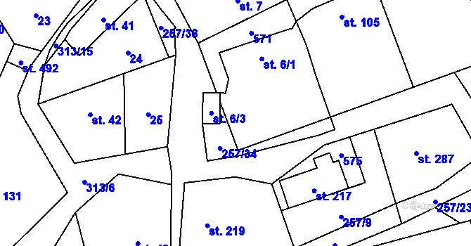 Parcela st. 6/2 v KÚ Černolice, Katastrální mapa