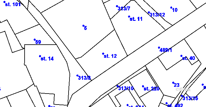 Parcela st. 12 v KÚ Černolice, Katastrální mapa