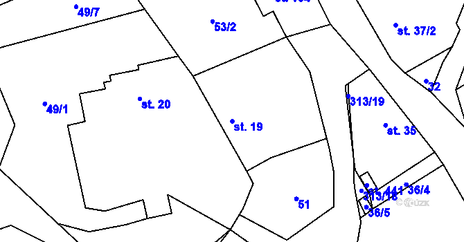 Parcela st. 19 v KÚ Černolice, Katastrální mapa