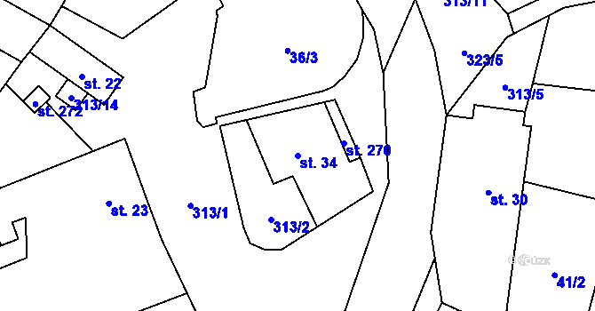 Parcela st. 34 v KÚ Černolice, Katastrální mapa