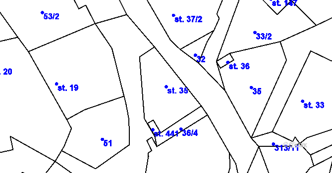Parcela st. 35 v KÚ Černolice, Katastrální mapa