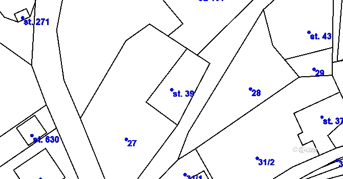 Parcela st. 39 v KÚ Černolice, Katastrální mapa