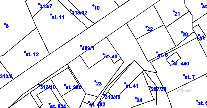 Parcela st. 40 v KÚ Černolice, Katastrální mapa