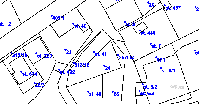Parcela st. 41 v KÚ Černolice, Katastrální mapa